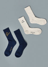 Kingsley Jacquard Socks | Cotton | Navy
