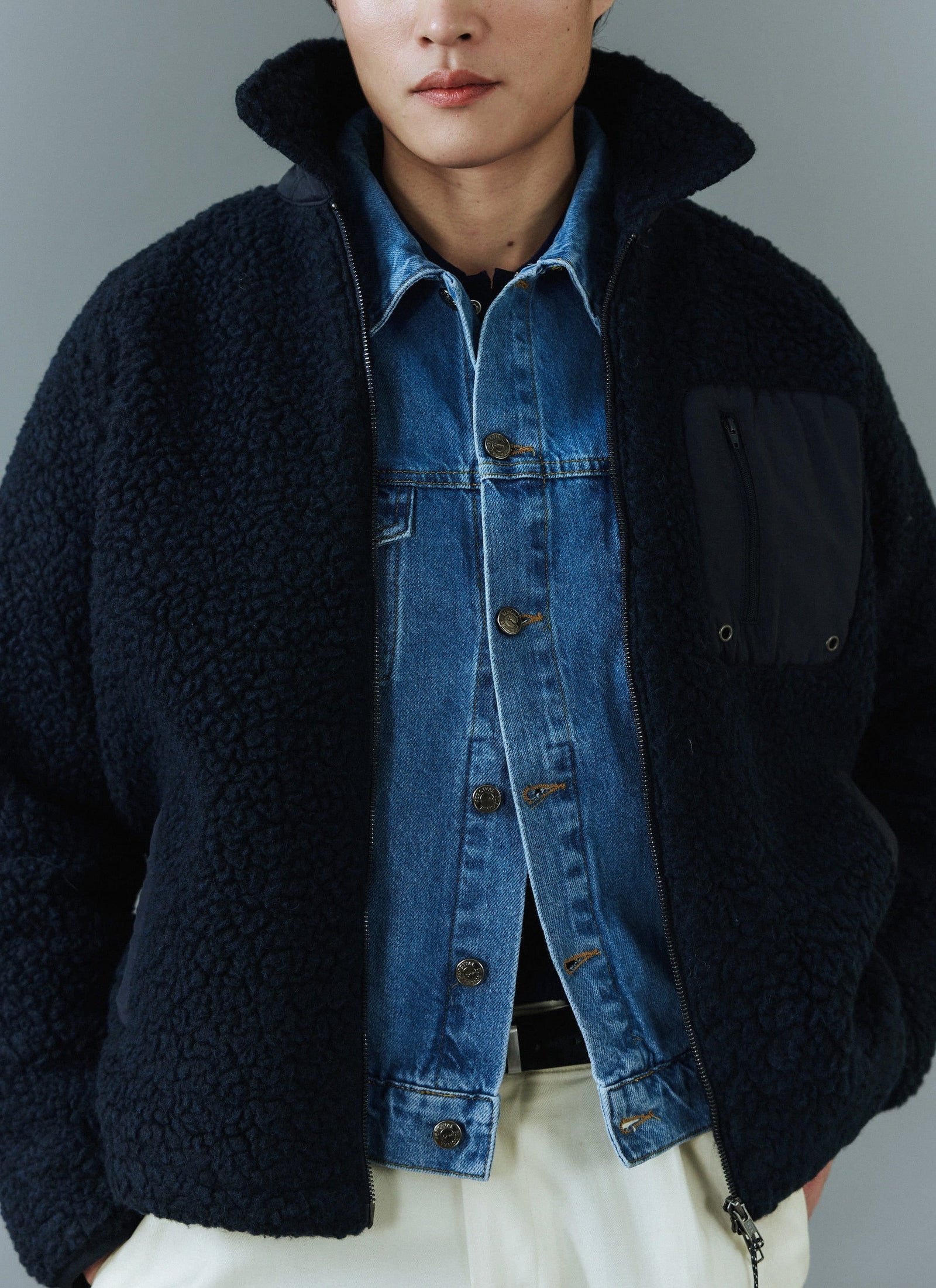 Men's Wool Fleece Jacket | Navy