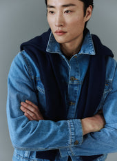 Western Trucker Jacket Light Wash Blue