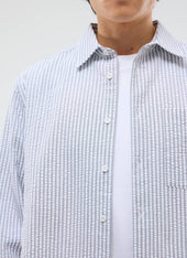 Seersucker Stripe Pearce Shirt Cotton Grey