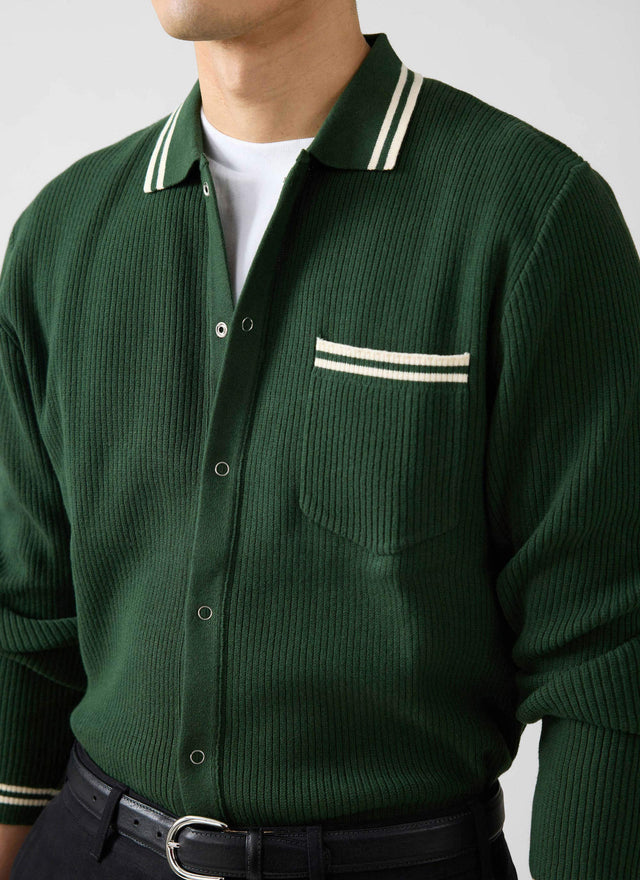 Pablo Cotton Knitted Shirt | Long Sleeve | Forest