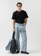 Pleated Tailored Trousers | Linen | Light Blue