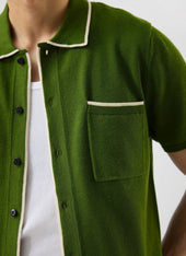 Contrast Trim Shirt Wool With Cream