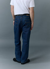 Relaxed Leg Denim Jeans Cotton Mid Wash