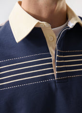 Editor Striped Rugby Polo Shirt Cotton
