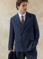 Clifton Double Breasted Blazer | Linen | Navy