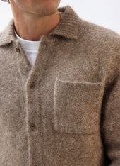 Novel Collared Cardigan Wool Oak