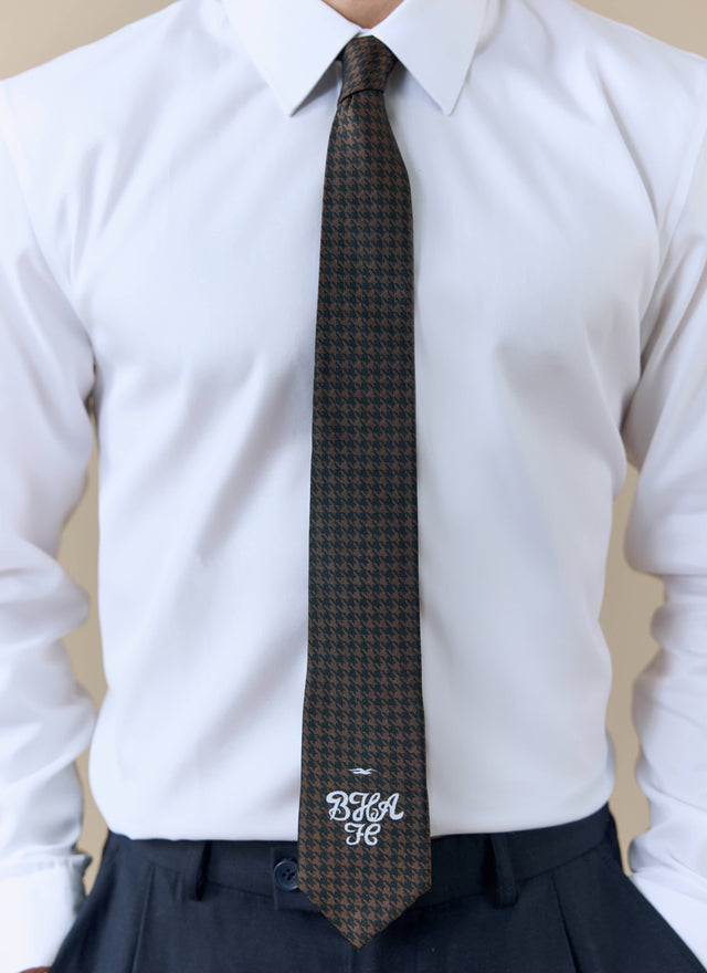 Houndstooth Jacquard Silk Tie | Brighton & Hove Albion F.C. x Percival | Brown