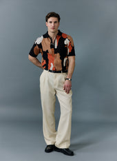 Impressionist Jacquard Shirt | Knitted Cotton | Black