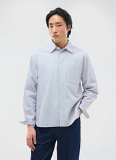 Seersucker Stripe Pearce Shirt | Cotton | Grey