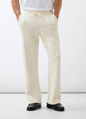 Chronicle Knitted Straight Leg Trackpants | Cotton | Cream