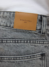 Wide Leg Denim Jeans Warm Grey Wash