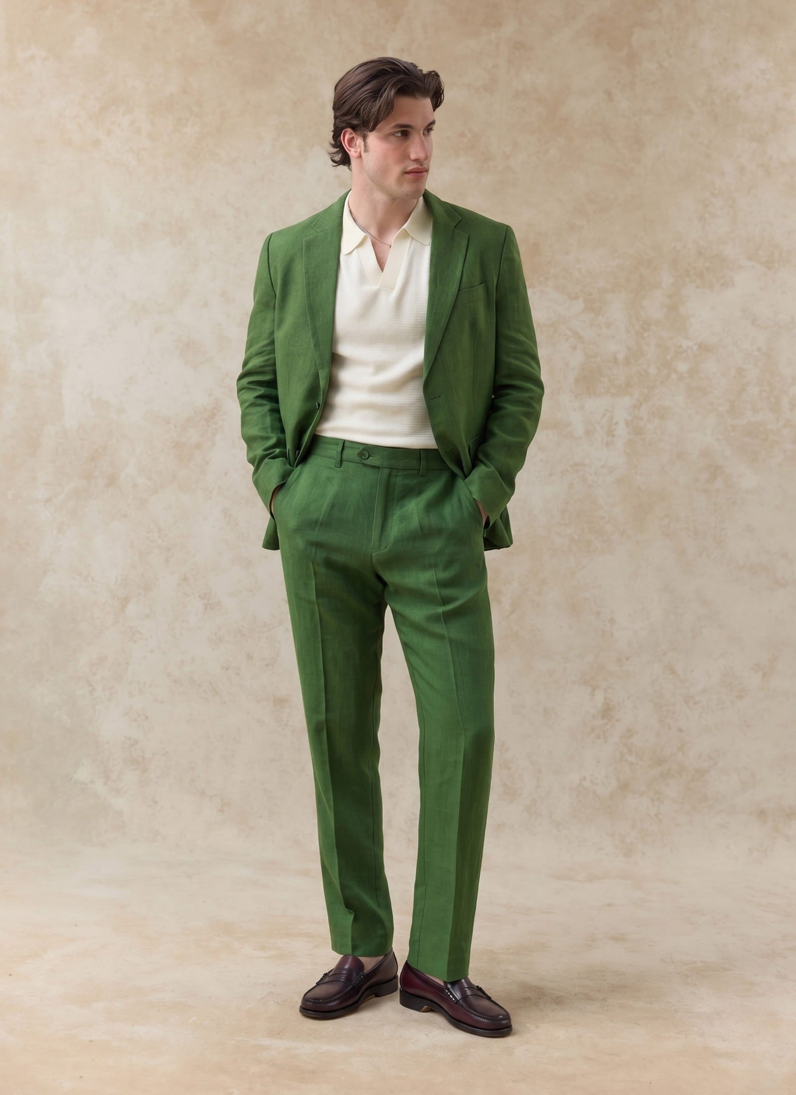 Tailored Linen Blazer | Suit Jacket | Forest
