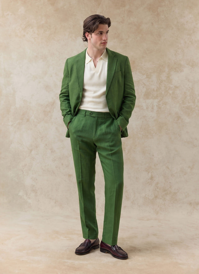Tailored Linen Blazer | Suit Jacket | Forest