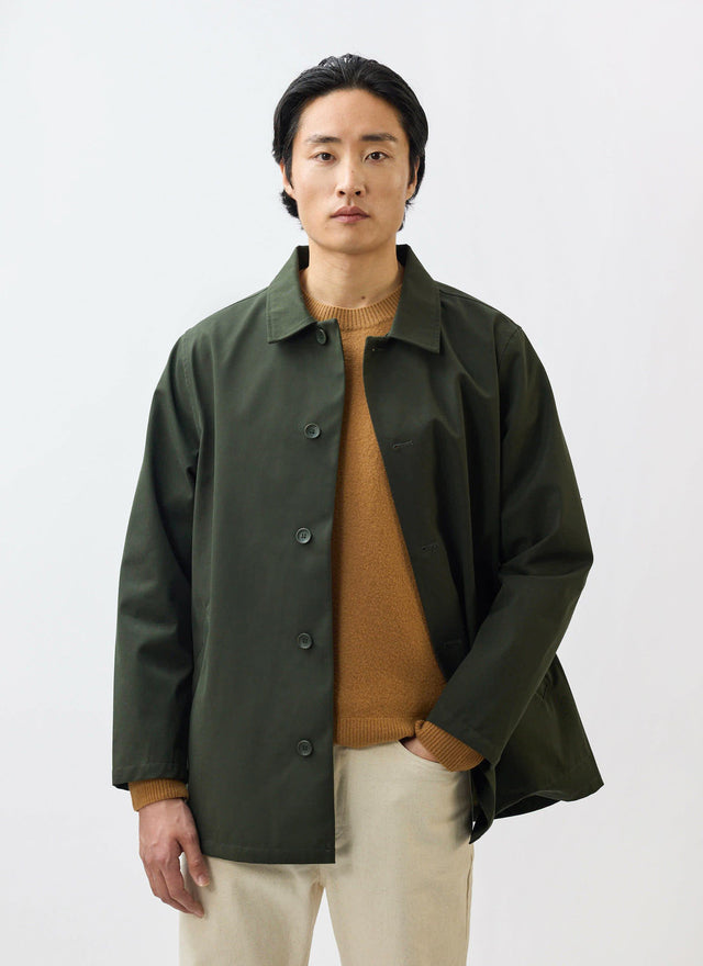 Sherlock Short Trench Coat | Waterproof | Forest with Check