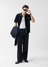 Contrast Trim Regular Knitted Shirt Wool