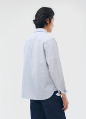 Seersucker Stripe Pearce Shirt Cotton Grey