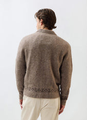 Novel Collared Cardigan Wool Oak