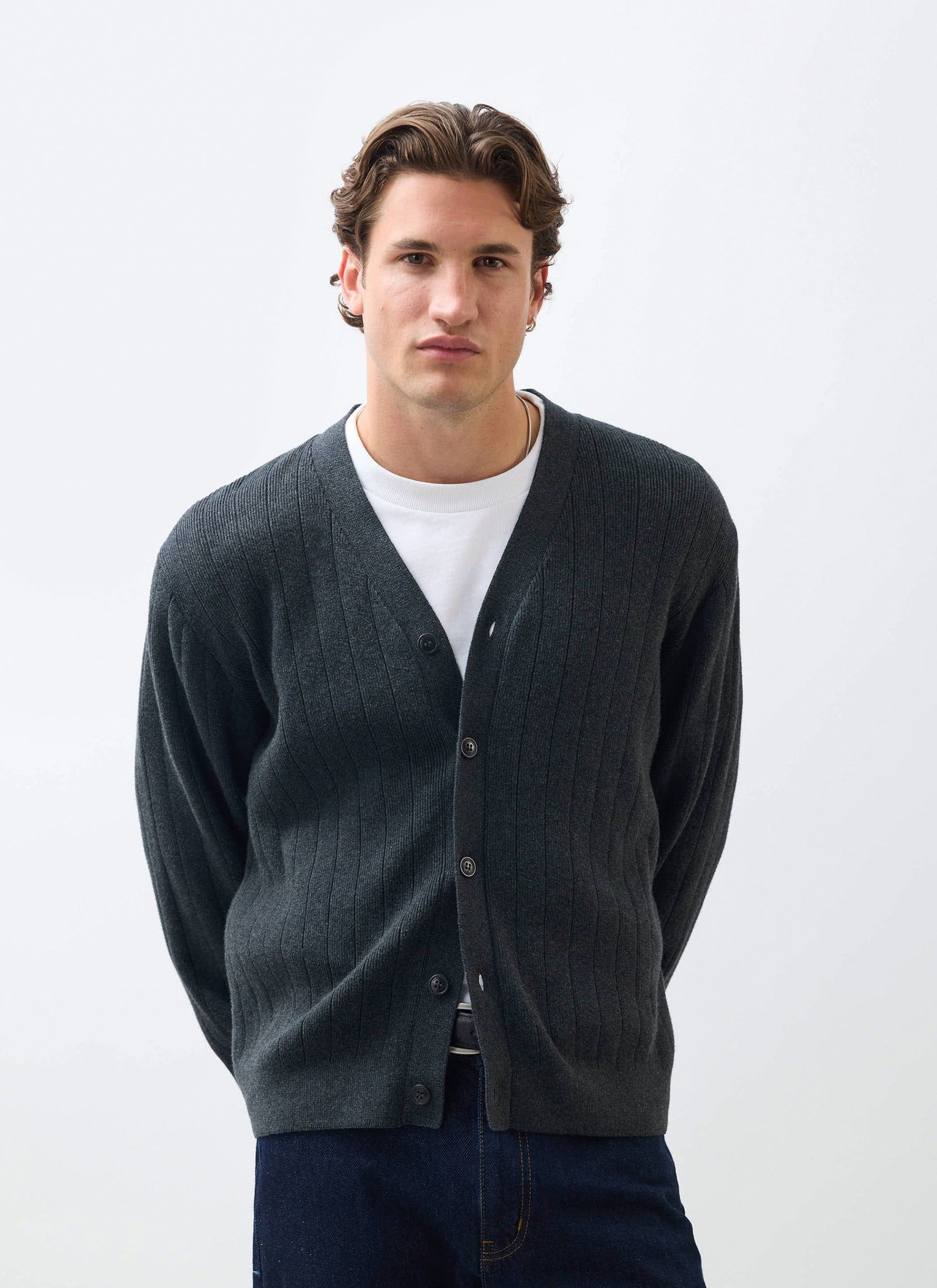 Editor Cardigan Cotton Grey