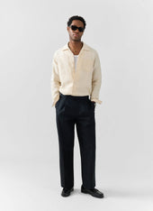 Long Sleeve Cuban Linen Shirt | Cream