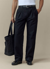 Seb Inverted Pleat Trousers | Cotton | Black