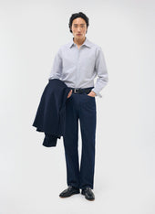 Seersucker Stripe Pearce Shirt Cotton Grey