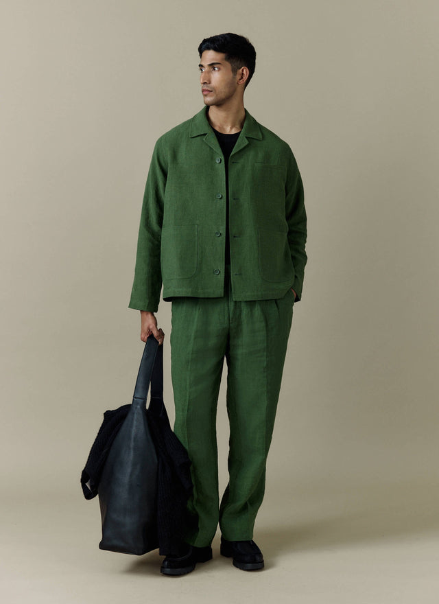 Boxy Overshirt | Linen | Forest