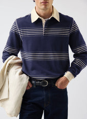 Editor Striped Rugby Polo Shirt Cotton