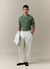 Laurence Knitted Polo Linen Lyocell Blend