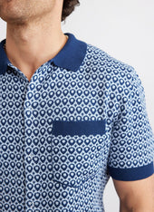Casa Piccante Shirt | Knitted Cotton | Blue Jacquard