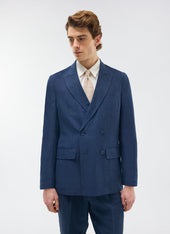 Tailored Double Breasted Blazer | Linen | Navy