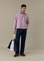 Hinsley Checked Boxy Shirt Cotton Pink