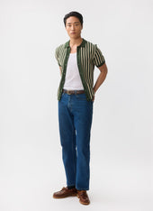 Collins Micro Cable Knitted Shirt Cotton Green