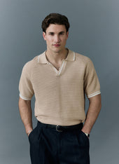 Tennis Boxy Knitted Polo | Cotton | Cream