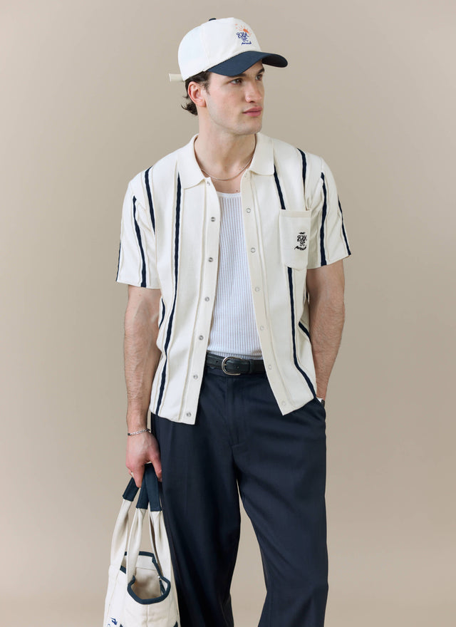 Cable Stripe Knitted Shirt | Brighton & Hove Albion F.C. x Percival | Cream