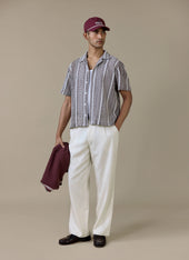 Hugh Crochet Boxy Shirt | Cotton Blend | Brown