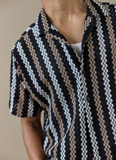 Wade Crochet Boxy Shirt | Cotton Blend | Black