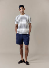 Pleated Tailored Shorts | Linen | Navy