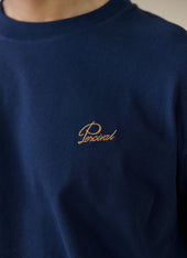 Perci Script T Shirt | Organic Cotton | Navy