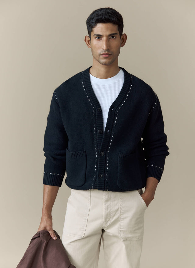 Module Boxy Cardigan | Cotton | Black