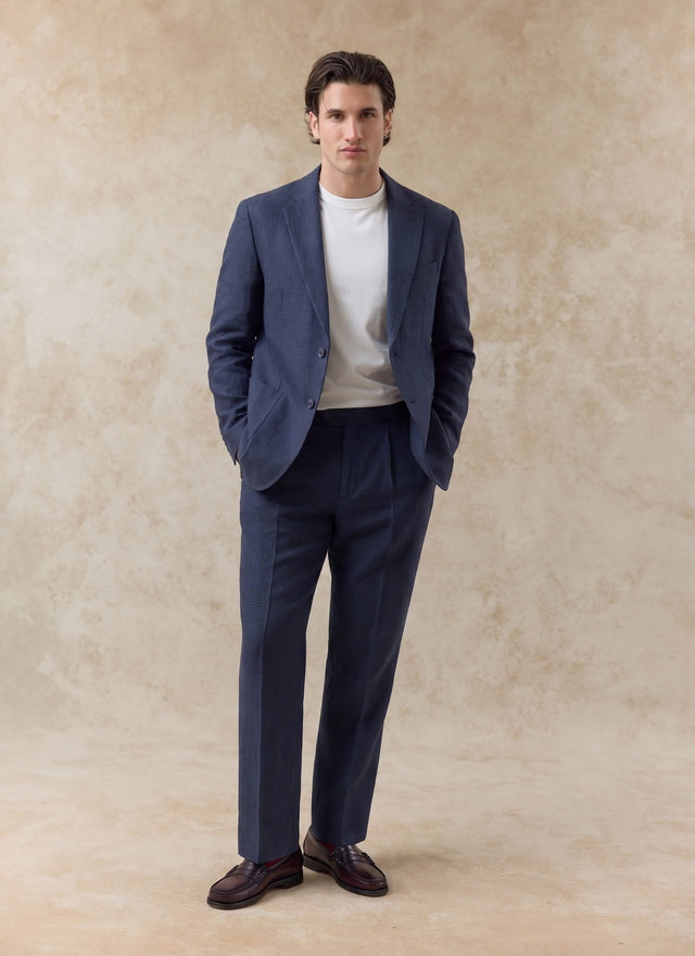 Tailored Linen Blazer | Navy