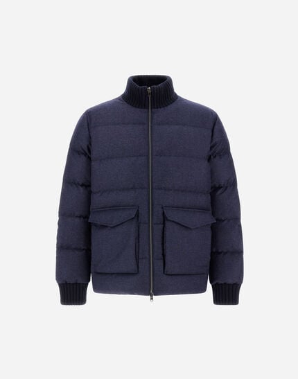 Wool Cashmere Glen Check Bomber Jacket