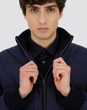 Wool Cashmere Glen Check Bomber Jacket