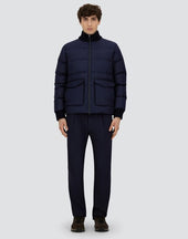 Wool Cashmere Glen Check Bomber Jacket