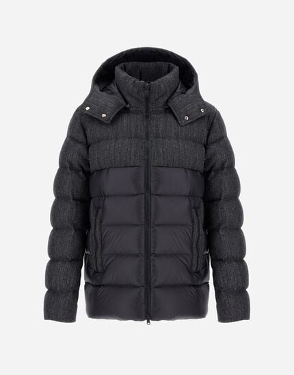 Nylon Ultralight And Herringbone Wool Flannel Jacket