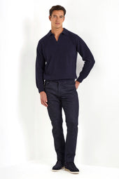 Ribbed Cashmere Blend Polo Made In Italy