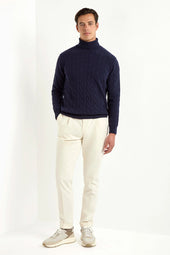 Cable Knit Turtleneck Made In Italy