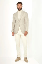Beige Herringbone Jacket Made In Italy