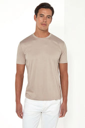 Taupe jersey t-shirt - Made in Italy