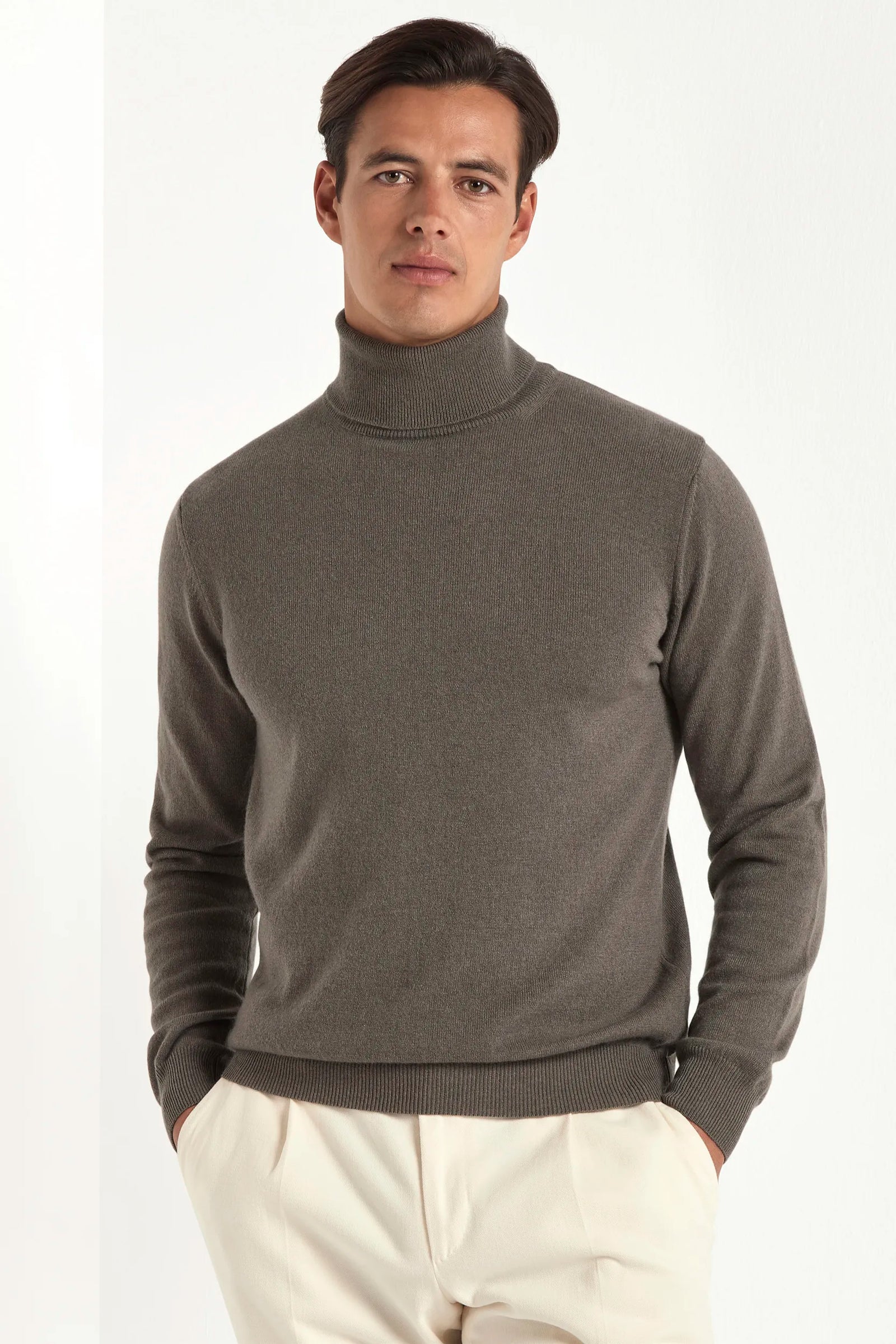 Dark Cashmere Turtleneck Made In Italy